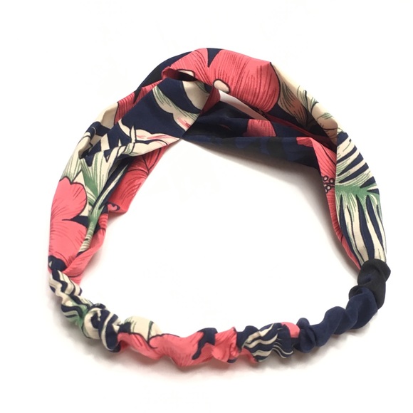Blue Tropical Print Boho Twist Headband - Picture 4 of 8